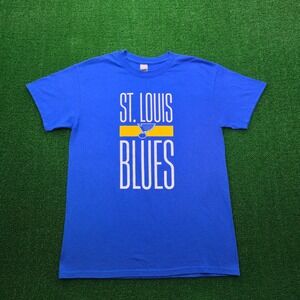 St Louis Blues Tshirt Mens Medium Royal Blue NHL Hockey Logo Graphic Tee